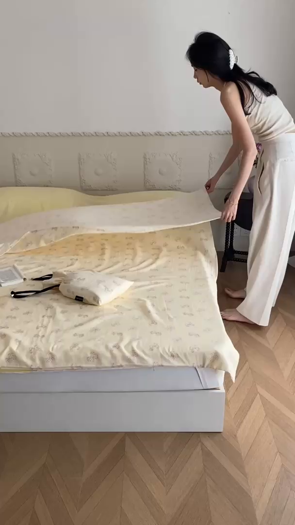 91家纺网 家纺一手货源 找家纺 Sweet dreams甜梦 2025新款全棉双层纱旅行 酒店睡袋 莓莓芝士-黄