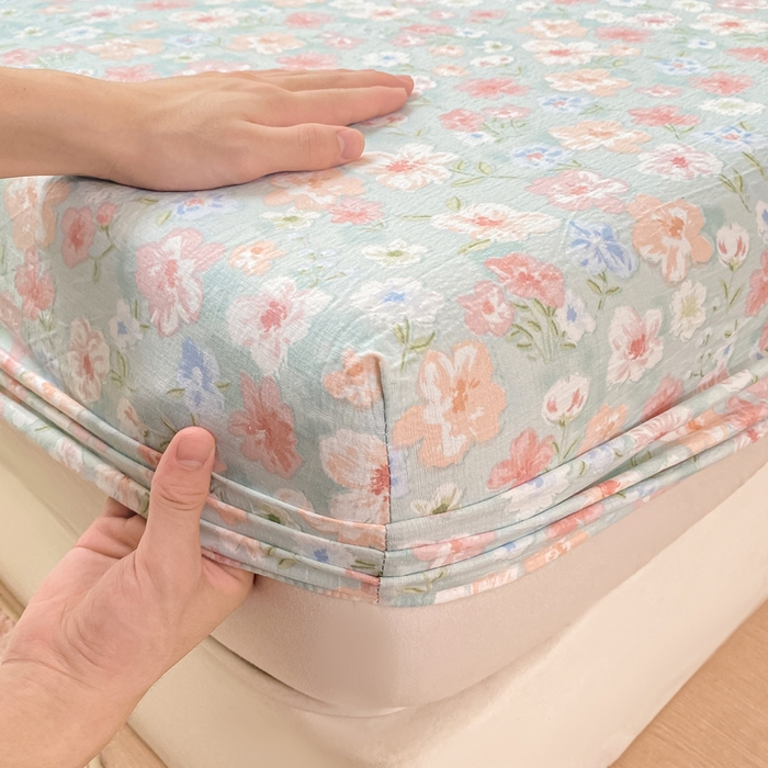 91家纺网 家纺一手货源 找家纺 米柳家纺 2025新款直播爆款7A抗菌简约木棉皱皱纱床笠（抖音控价单件49.9 三件套59.9） 兰亭