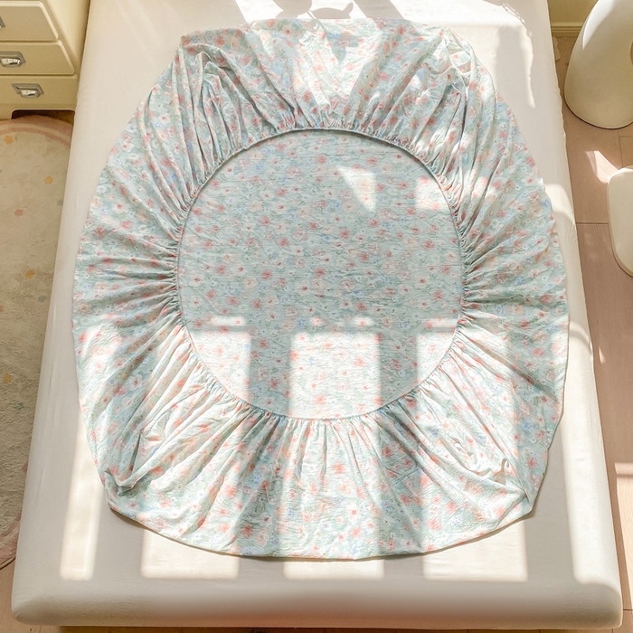 91家纺网 家纺一手货源 找家纺 米柳家纺 2025新款直播爆款7A抗菌简约木棉皱皱纱床笠（抖音控价单件49.9 三件套59.9） 兰亭