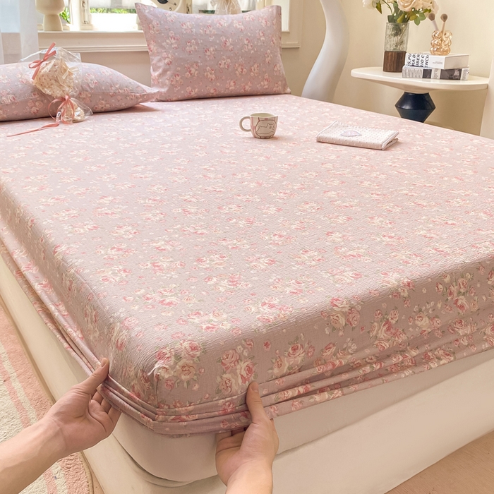 米柳家纺 2025新款直播爆款7A抗菌简约木棉皱皱纱床笠（抖音控价单件49.9 三件套59.9） 倩影