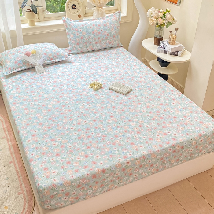 91家纺网 家纺一手货源 找家纺 米柳家纺 2025新款直播爆款7A抗菌简约木棉皱皱纱床笠（抖音控价单件49.9 三件套59.9） 兰亭