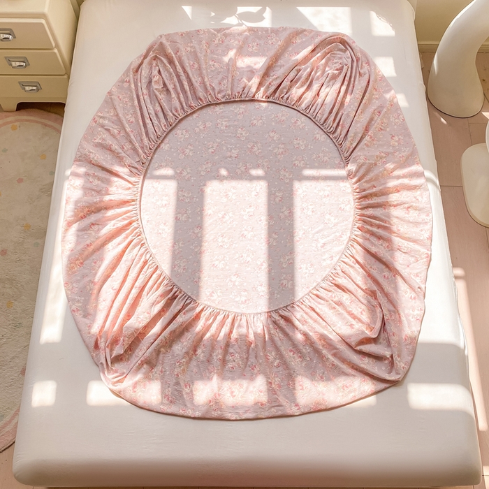 91家纺网 家纺一手货源 找家纺 米柳家纺 2025新款直播爆款7A抗菌简约木棉皱皱纱床笠（抖音控价单件49.9 三件套59.9） 倩影