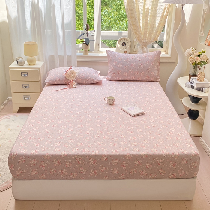 91家纺网 家纺一手货源 找家纺 米柳家纺 2025新款直播爆款7A抗菌简约木棉皱皱纱床笠（抖音控价单件49.9 三件套59.9） 倩影