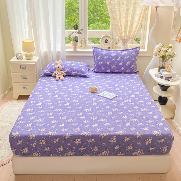 91家纺网 家纺一手货源 找家纺 米柳家纺 2025新款直播爆款7A抗菌简约木棉皱皱纱床笠（抖音控价单件49.9 三件套59.9） 漫舞