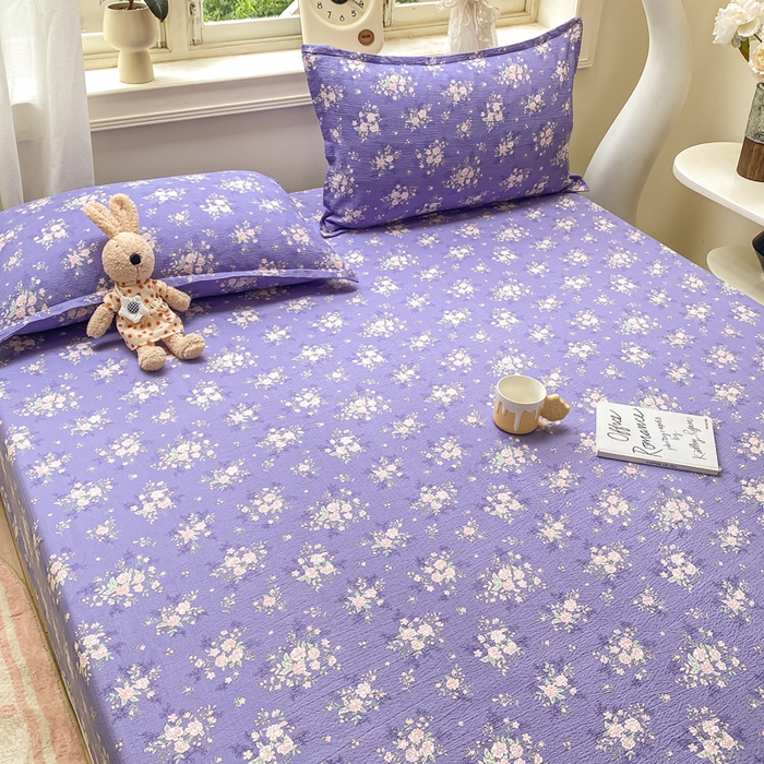 91家纺网 家纺一手货源 找家纺 米柳家纺 2025新款直播爆款7A抗菌简约木棉皱皱纱床笠（抖音控价单件49.9 三件套59.9） 漫舞