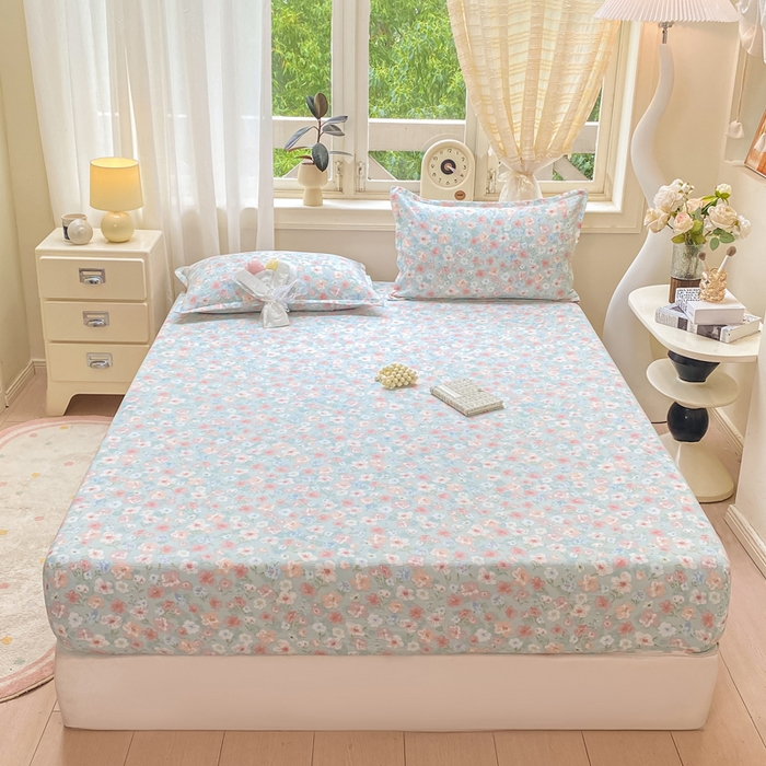 91家纺网 家纺一手货源 找家纺 米柳家纺 2025新款直播爆款7A抗菌简约木棉皱皱纱床笠（抖音控价单件49.9 三件套59.9） 兰亭