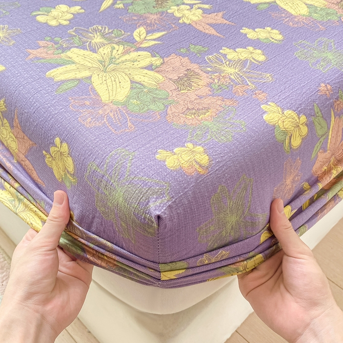 91家纺网 家纺一手货源 找家纺 米柳家纺 2025新款直播爆款7A抗菌简约木棉皱皱纱床笠（抖音控价单件49.9 三件套59.9） 百合紫