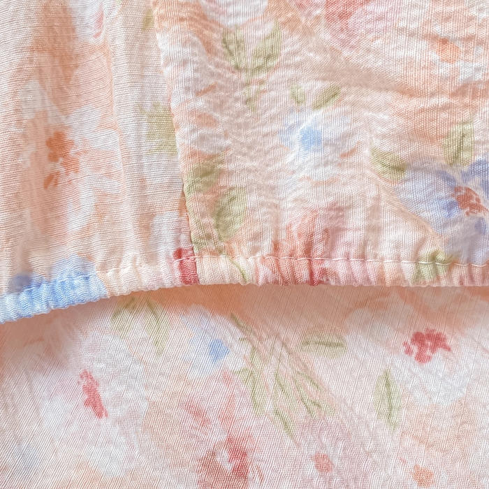 91家纺网 家纺一手货源 找家纺 米柳家纺 2025新款直播爆款7A抗菌简约木棉皱皱纱床笠（抖音控价单件49.9 三件套59.9） 粉黛