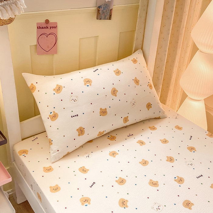 91家纺网 家纺一手货源 找家纺 （总）眠势力 2025新款ins云感双层纱学生宿舍上下铺奶油风云感四季款单床笠床笠单件