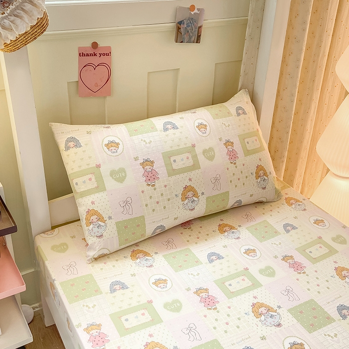 91家纺网 家纺一手货源 找家纺 眠势力 2025新款ins云感双层纱学生宿舍上下铺奶油风云感四季款单床笠床笠单件 小公举