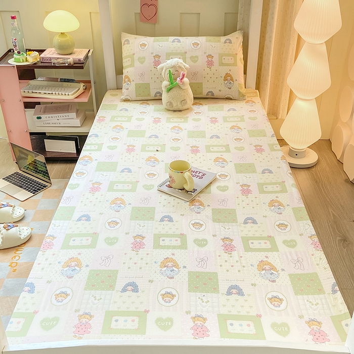 91家纺网 家纺一手货源 找家纺 眠势力 2025新款ins云感双层纱学生宿舍上下铺奶油风云感四季款单床笠床笠单件 小公举