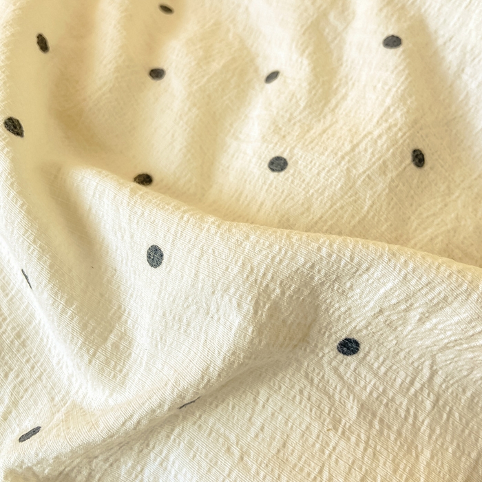 91家纺网 家纺一手货源 找家纺 眠势力 2025新款ins云感双层纱学生宿舍上下铺奶油风云感四季款单床笠床笠单件 极简波点