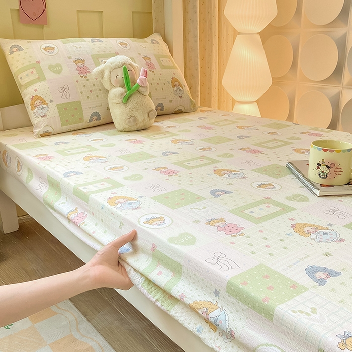 91家纺网 家纺一手货源 找家纺 眠势力 2025新款ins云感双层纱学生宿舍上下铺奶油风云感四季款单床笠床笠单件 小公举