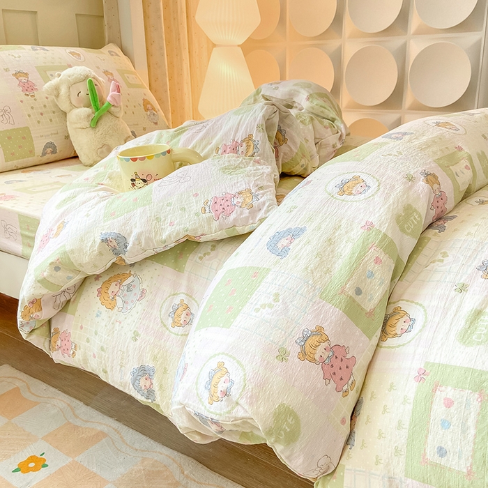 91家纺网 家纺一手货源 找家纺 眠势力 2025新款ins云感双层纱学生宿舍上下铺奶油风云感四季款单床笠床笠单件 小公举