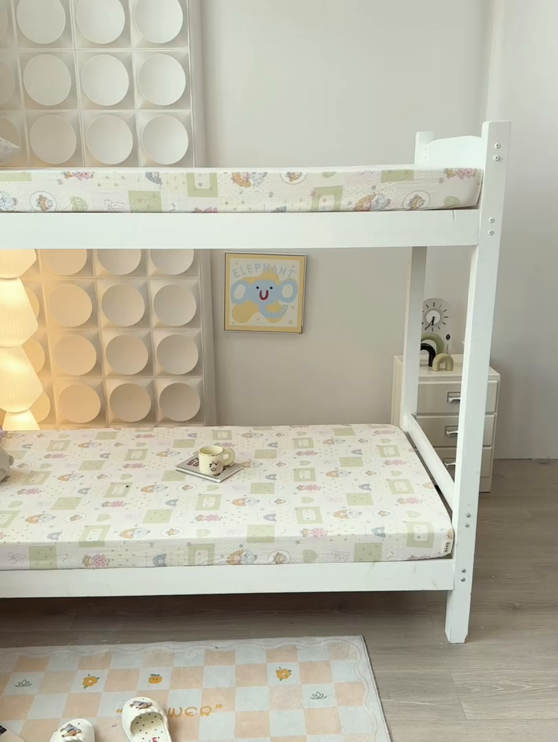 91家纺网 家纺一手货源 找家纺 眠势力 2025新款ins云感双层纱学生宿舍上下铺奶油风云感四季款单床笠床笠单件 小公举