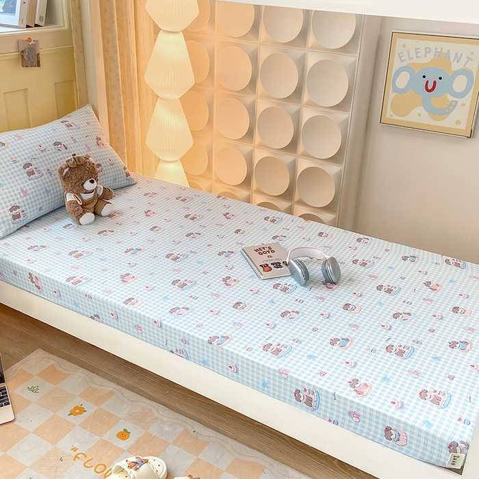 91家纺网 家纺一手货源 找家纺 眠势力 2025新款ins云感双层纱学生宿舍上下铺奶油风云感四季款单床笠床笠单件 淘气狗