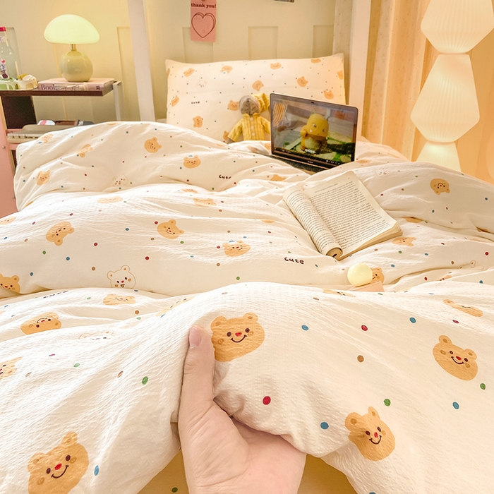 91家纺网 家纺一手货源 找家纺 （总）眠势力 2025新款ins云感双层纱学生宿舍上下铺奶油风云感四季款单床笠床笠单件