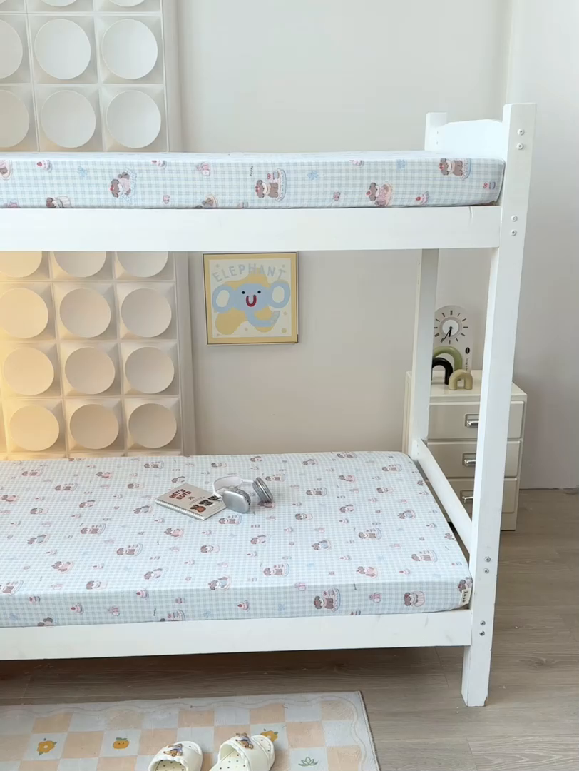 91家纺网 家纺一手货源 找家纺 眠势力 2025新款ins云感双层纱学生宿舍上下铺奶油风云感四季款单床笠床笠单件 淘气狗