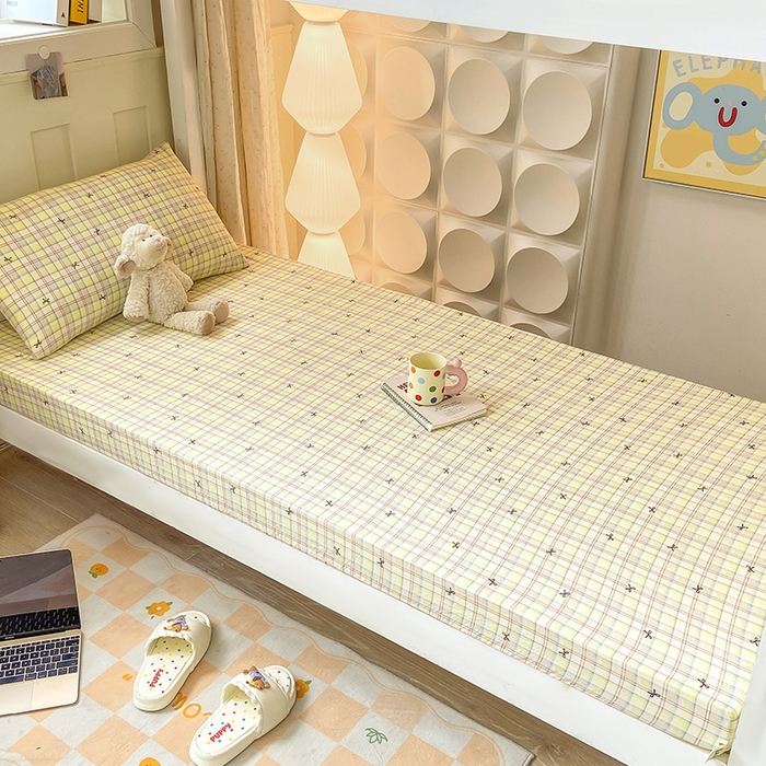 91家纺网 家纺一手货源 找家纺 眠势力 2025新款ins云感双层纱学生宿舍上下铺奶油风云感四季款单床笠床笠单件 格调蝴蝶结