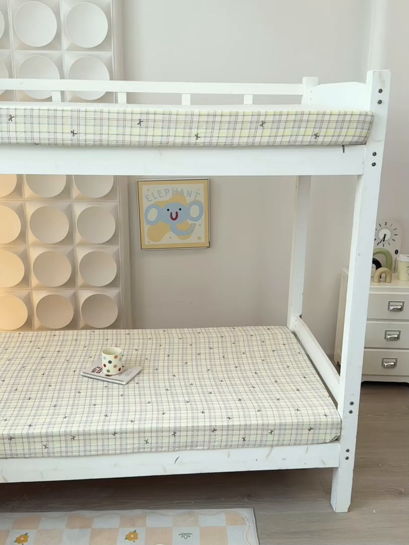 91家纺网 家纺一手货源 找家纺 眠势力 2025新款ins云感双层纱学生宿舍上下铺奶油风云感四季款单床笠床笠单件 格调蝴蝶结