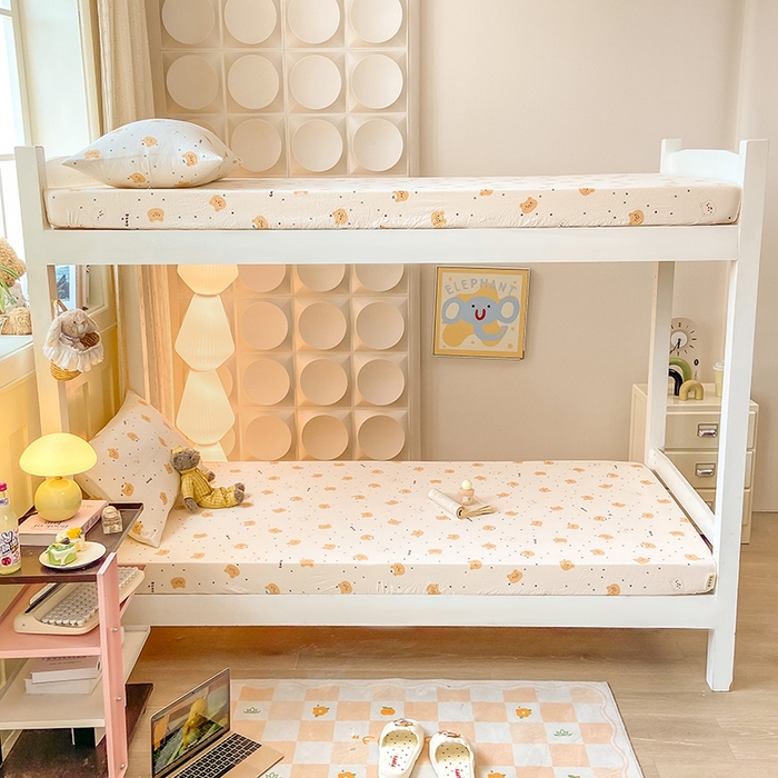 91家纺网 家纺一手货源 找家纺 （总）眠势力 2025新款ins云感双层纱学生宿舍上下铺奶油风云感四季款单床笠床笠单件