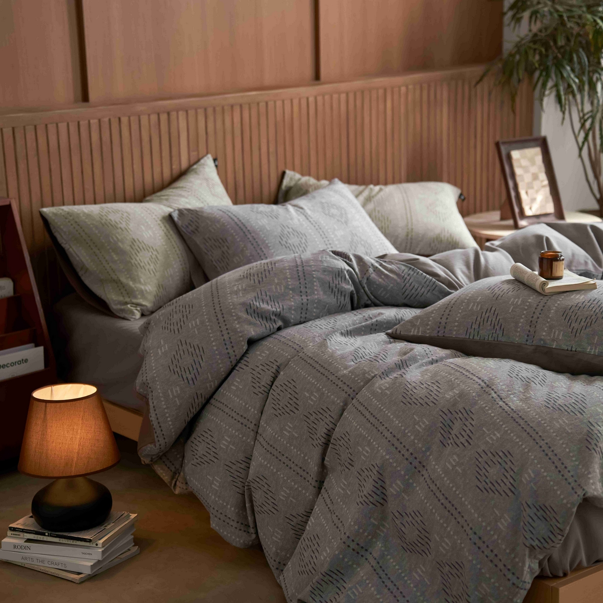 安莱生活 2025春夏新款空气层色织提花四件套费尔岛系列 费尔岛-银灰