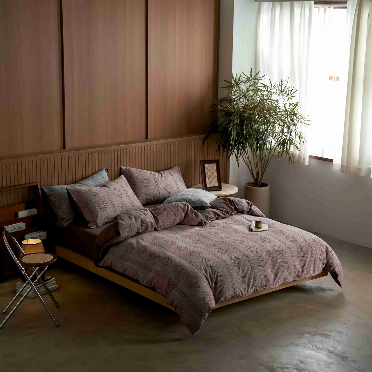 91家纺网 家纺一手货源 找家纺 安莱生活 2025春夏新款空气层色织提花四件套费尔岛系列 费尔岛-咖啡