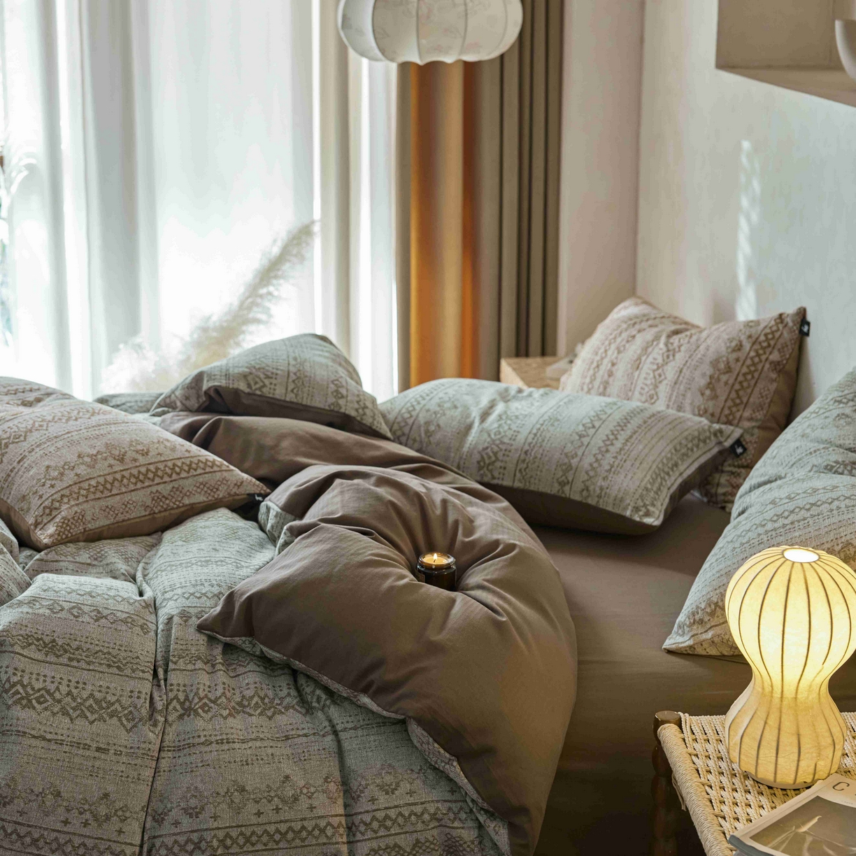 91家纺网 家纺一手货源 找家纺 （总）安莱生活 2025春夏新款空气层色织提花四件套南阳假日系列