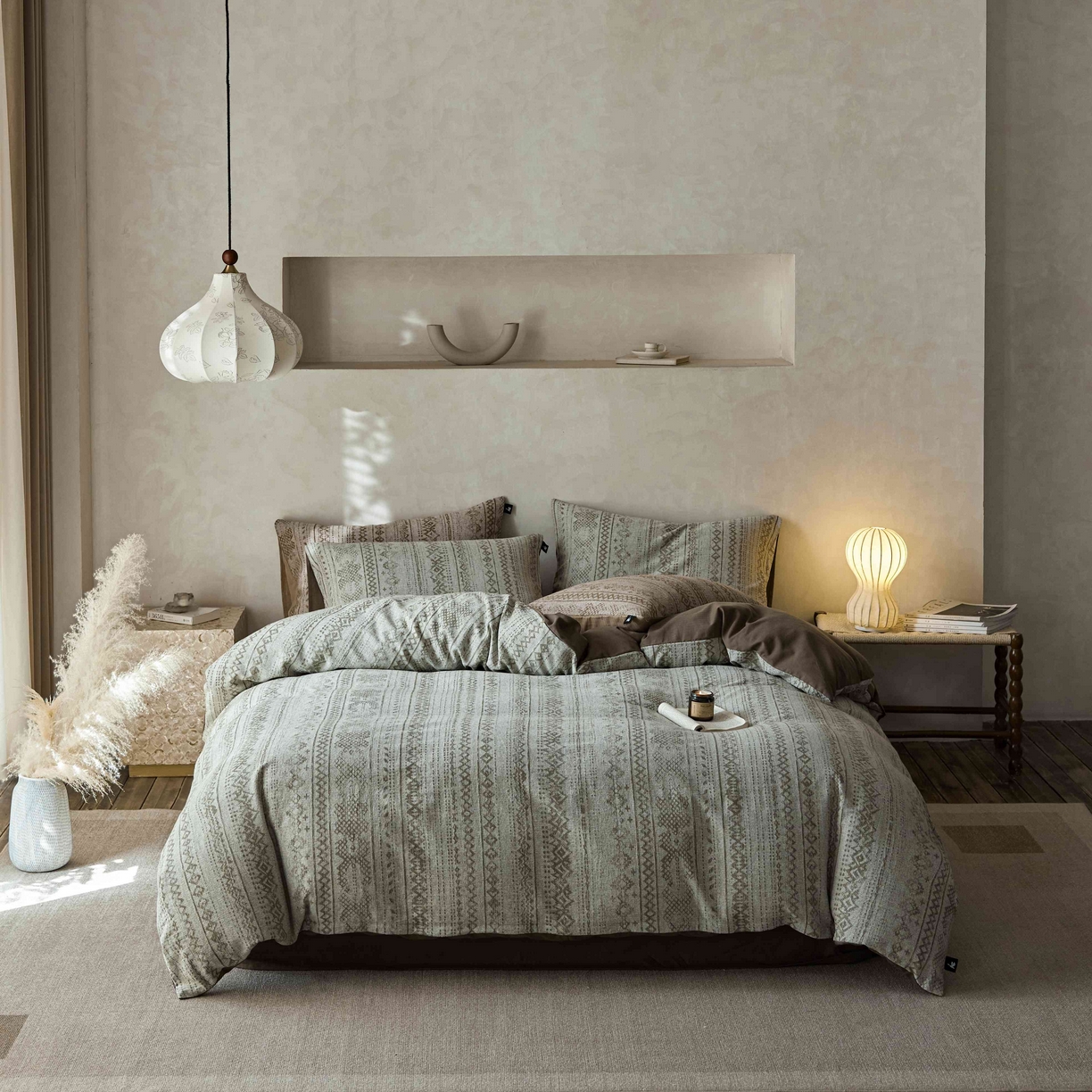 安莱生活 2025春夏新款空气层色织提花四件套南阳假日系列 南阳假日-灰咖