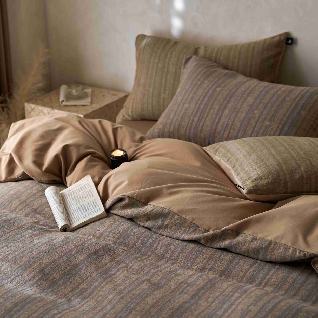 91家纺网 家纺一手货源 找家纺 安莱生活 2025春夏新款空气层色织提花四件套海盐波点系列 海盐波点-棕咖