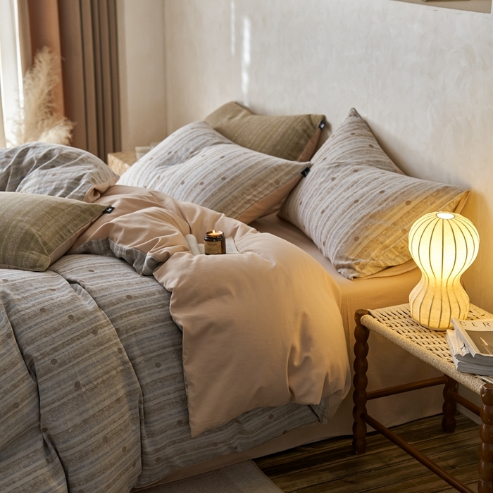 91家纺网 家纺一手货源 找家纺 （总）安莱生活 2025春夏新款空气层色织提花四件套海盐波点系列