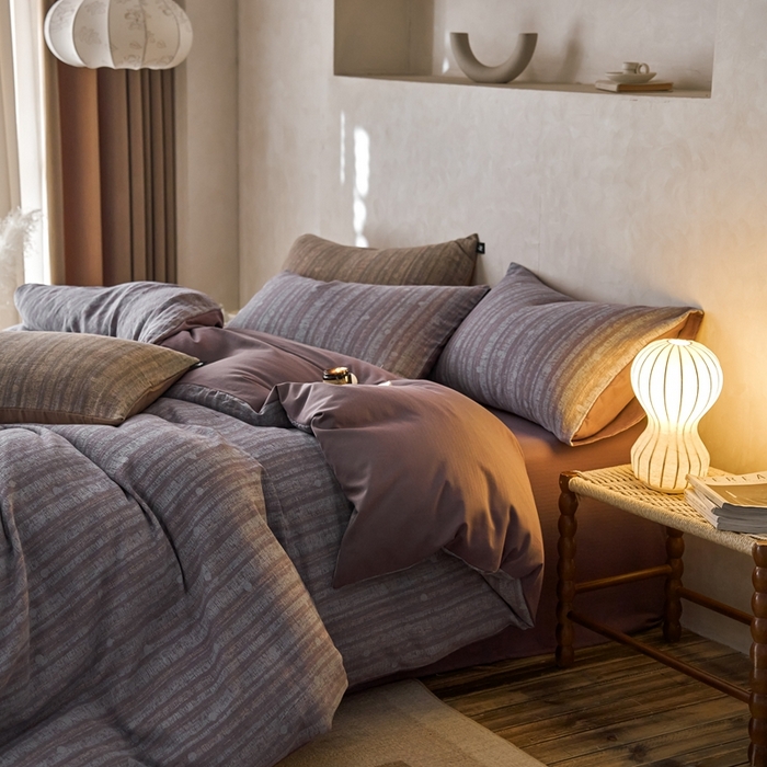 91家纺网 家纺一手货源 找家纺 （总）安莱生活 2025春夏新款空气层色织提花四件套海盐波点系列