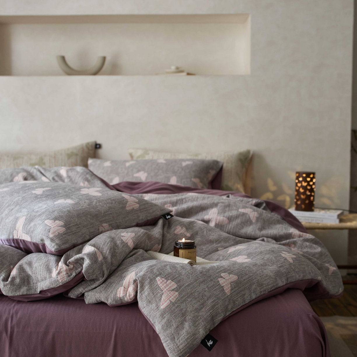 91家纺网 家纺一手货源 找家纺 （总）安莱生活 2025春夏新款空气层色织提花四件套蝴蝶美梦系列