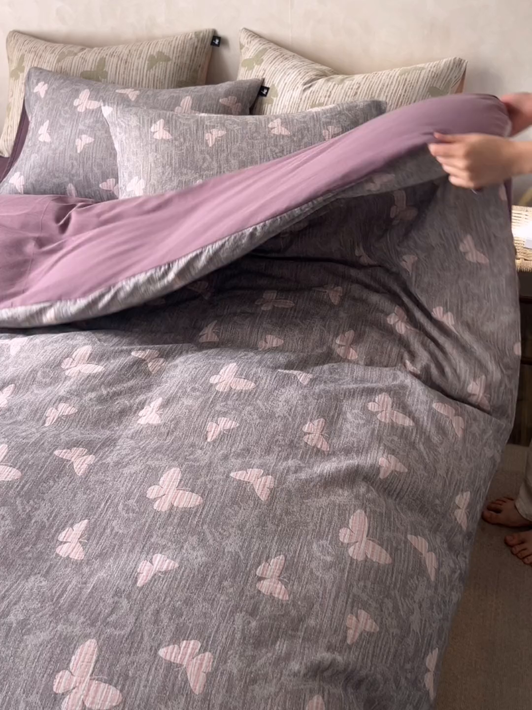 91家纺网 家纺一手货源 找家纺 （总）安莱生活 2025春夏新款空气层色织提花四件套蝴蝶美梦系列