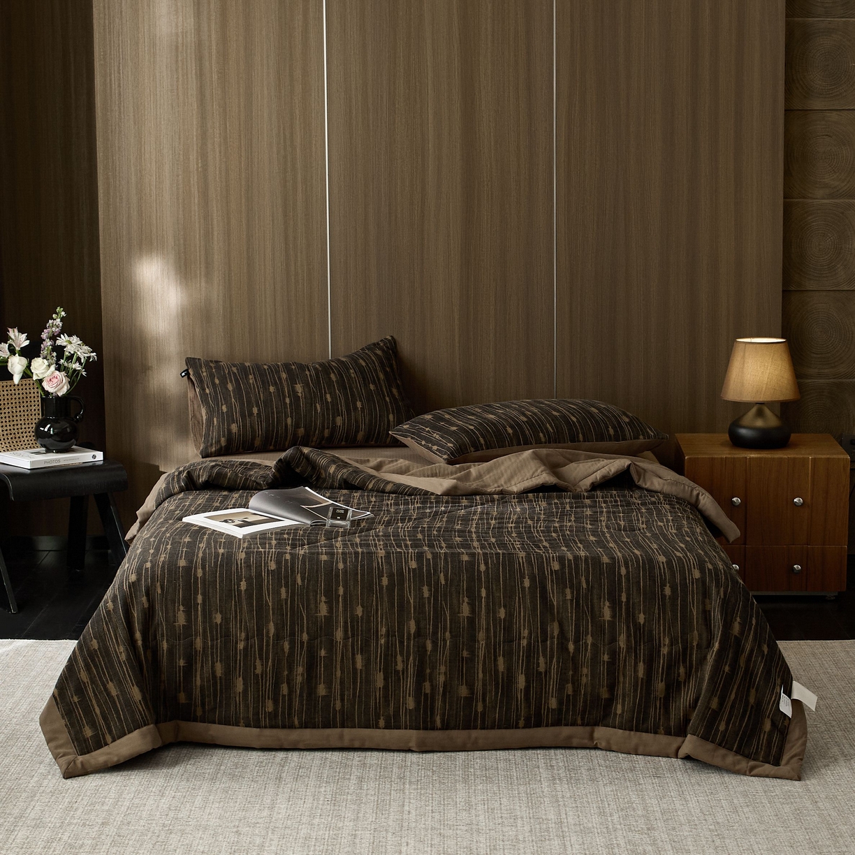 91家纺网 家纺一手货源 找家纺 安莱生活 2025春夏新款40s全棉纯棉色织大提花夏被人字纹系列 米兰迪