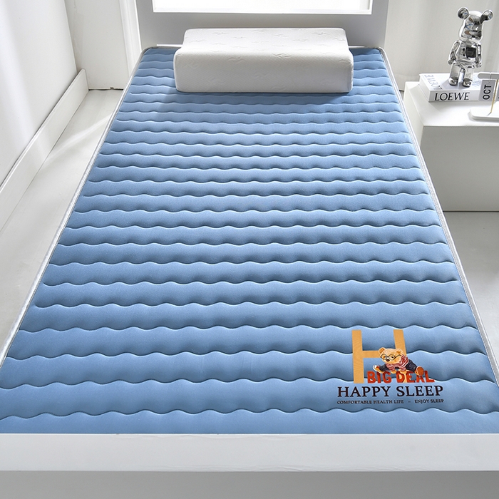 91家纺网 家纺一手货源 找家纺 缔莱（十三铭）被业 2025新款A类牛奶丝乳胶记忆抗压棉床垫-学生款 H熊--蓝-6cm