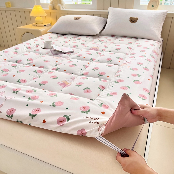 鑫棉坊2025新款水洗棉印花棉花床垫床褥榻榻米铺底 曼塔玫瑰