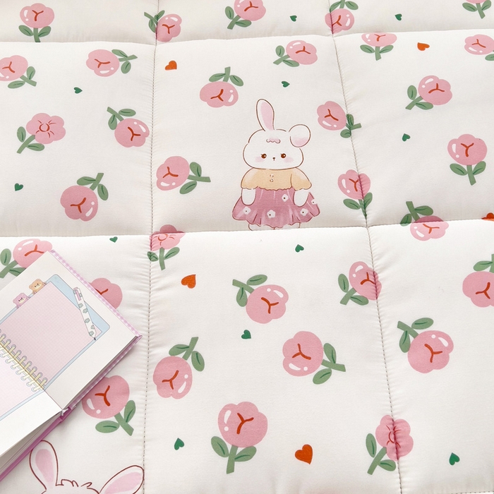 91家纺网 家纺一手货源 找家纺 鑫棉坊2025新款水洗棉印花棉花床垫床褥榻榻米铺底 曼塔玫瑰