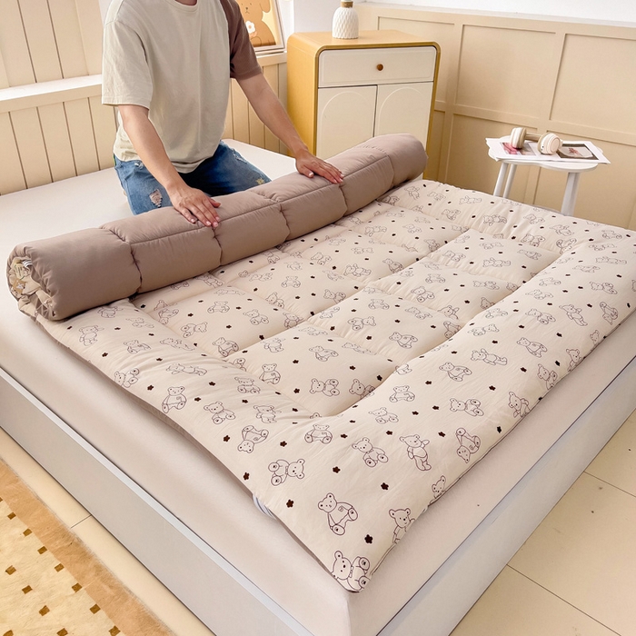 91家纺网 家纺一手货源 找家纺 鑫棉坊2025新款水洗棉印花棉花床垫床褥榻榻米铺底 小熊博士