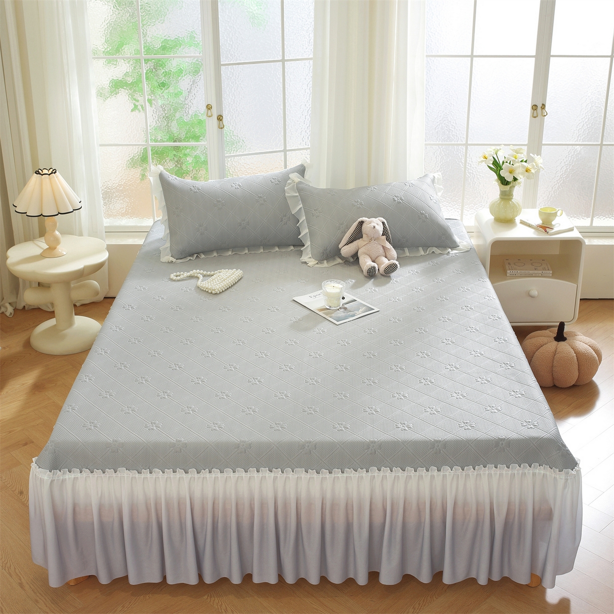 91家纺网 家纺一手货源 找家纺 （总）共鸣沙发垫 2025新款凉感四叶草床裙款凉席席子