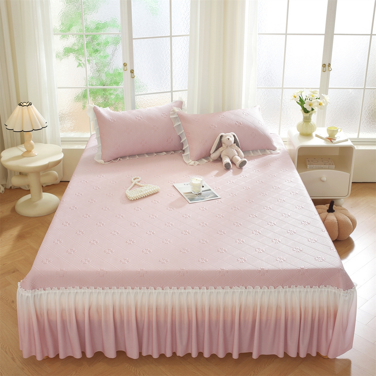 91家纺网 家纺一手货源 找家纺 （总）共鸣沙发垫 2025新款凉感四叶草床裙款凉席席子