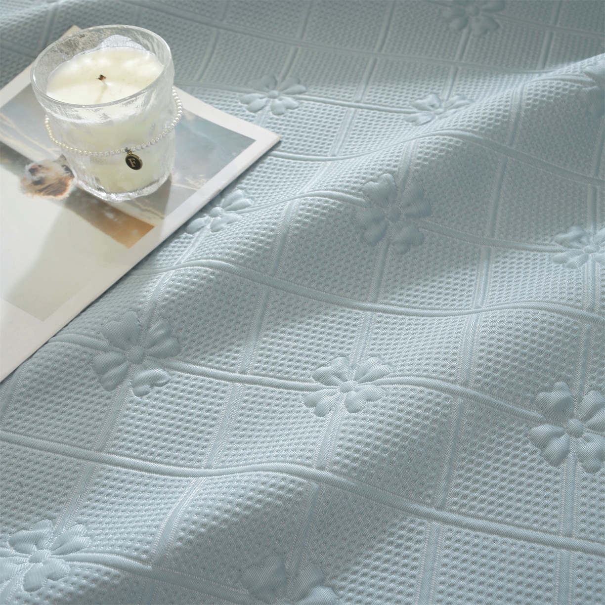 91家纺网 家纺一手货源 找家纺 （总）共鸣沙发垫 2025新款凉感四叶草床裙款凉席席子