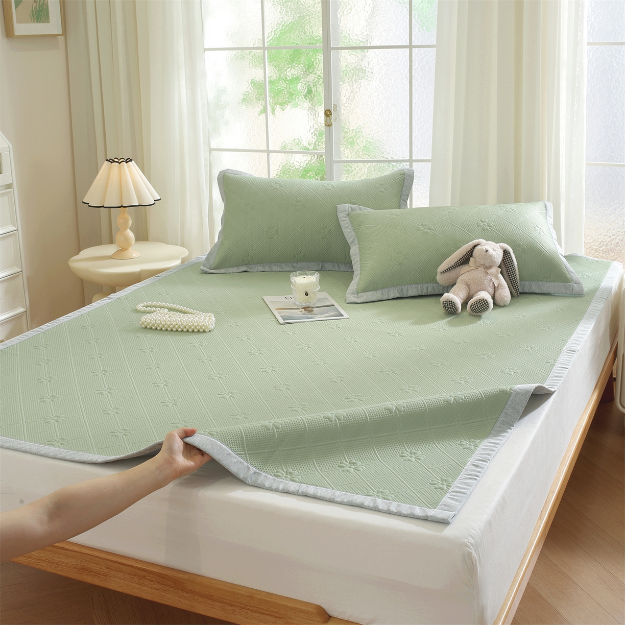 91家纺网 家纺一手货源 找家纺 （总）共鸣沙发垫 2025新款凉感四叶草平铺款凉席席子