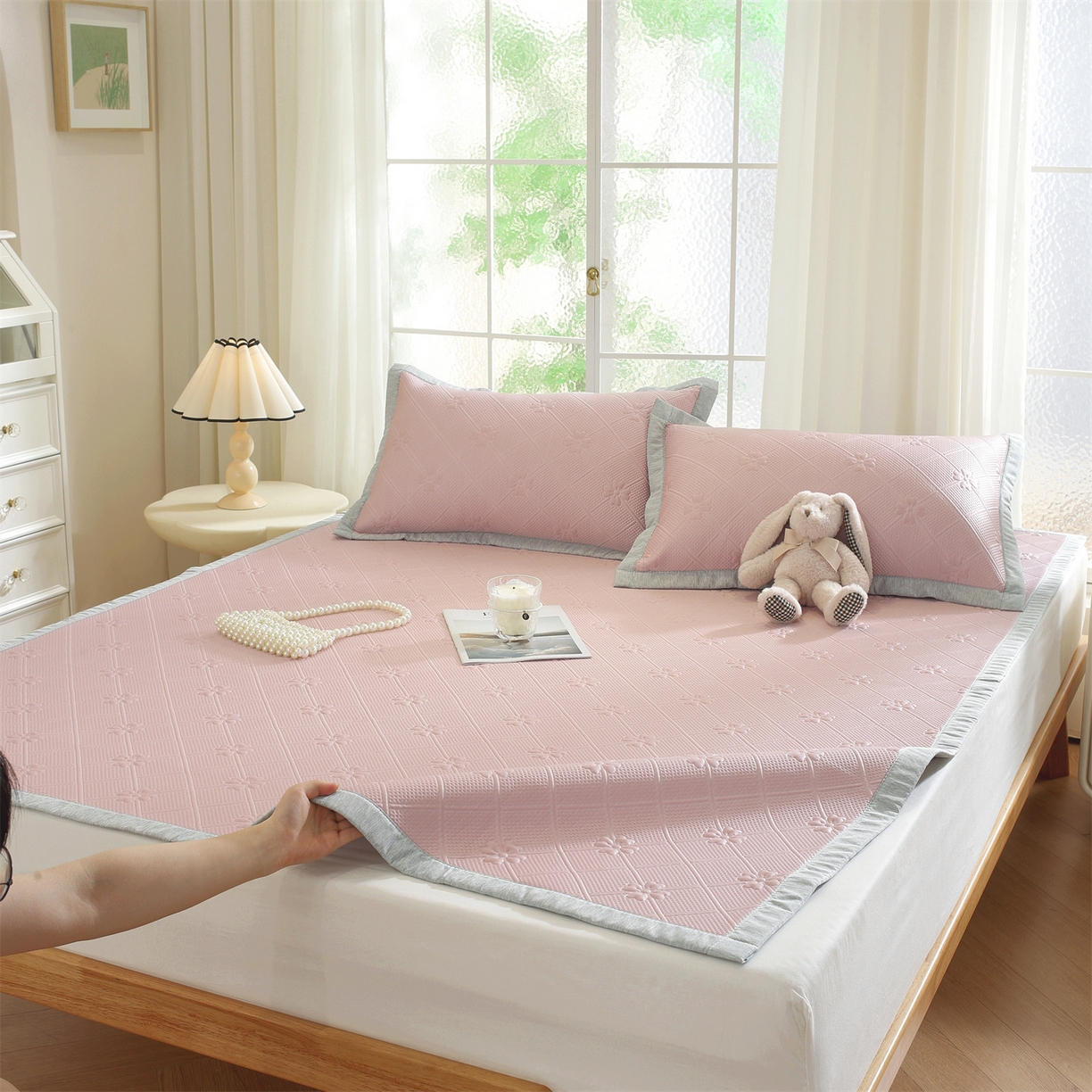 91家纺网 家纺一手货源 找家纺 （总）共鸣沙发垫 2025新款凉感四叶草平铺款凉席席子