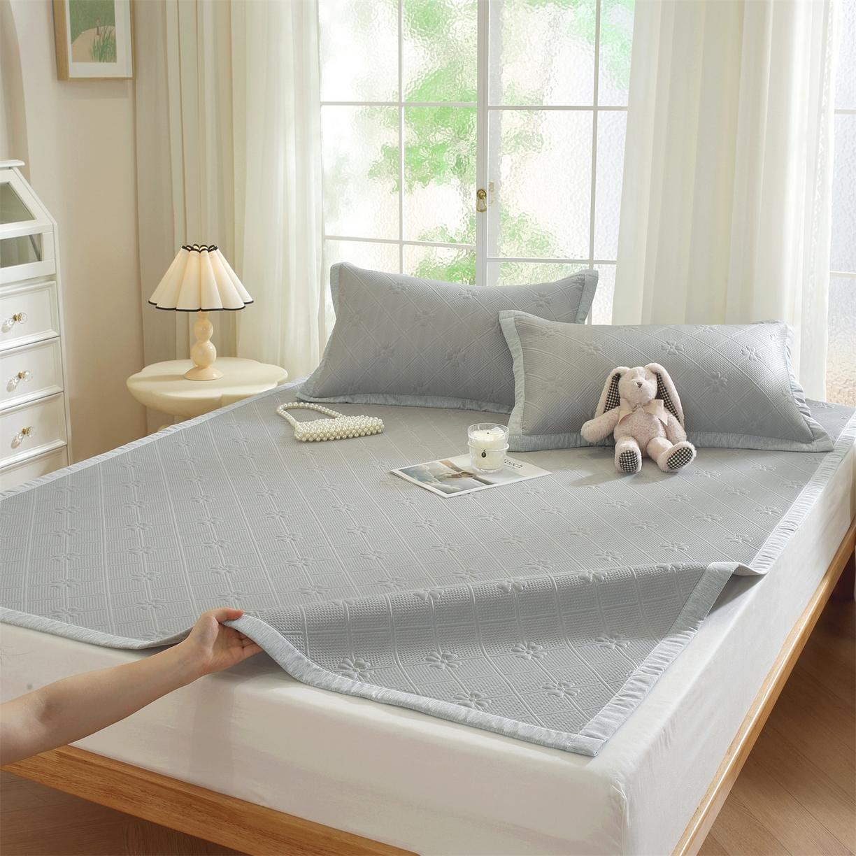 91家纺网 家纺一手货源 找家纺 （总）共鸣沙发垫 2025新款凉感四叶草平铺款凉席席子