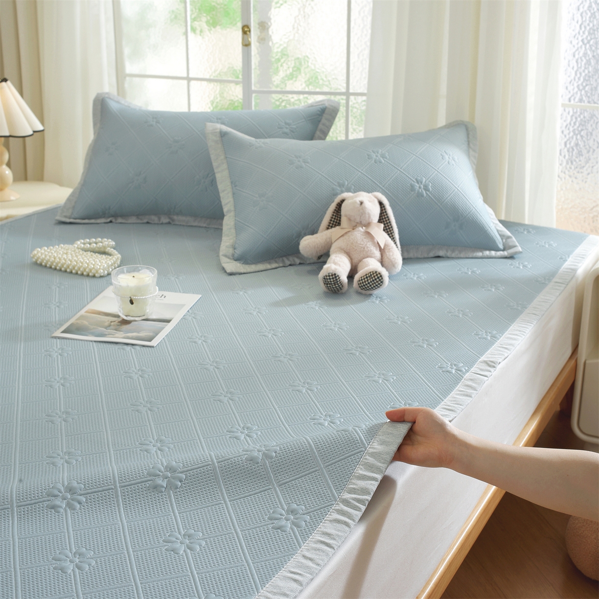 91家纺网 家纺一手货源 找家纺 （总）共鸣沙发垫 2025新款凉感四叶草平铺款凉席席子