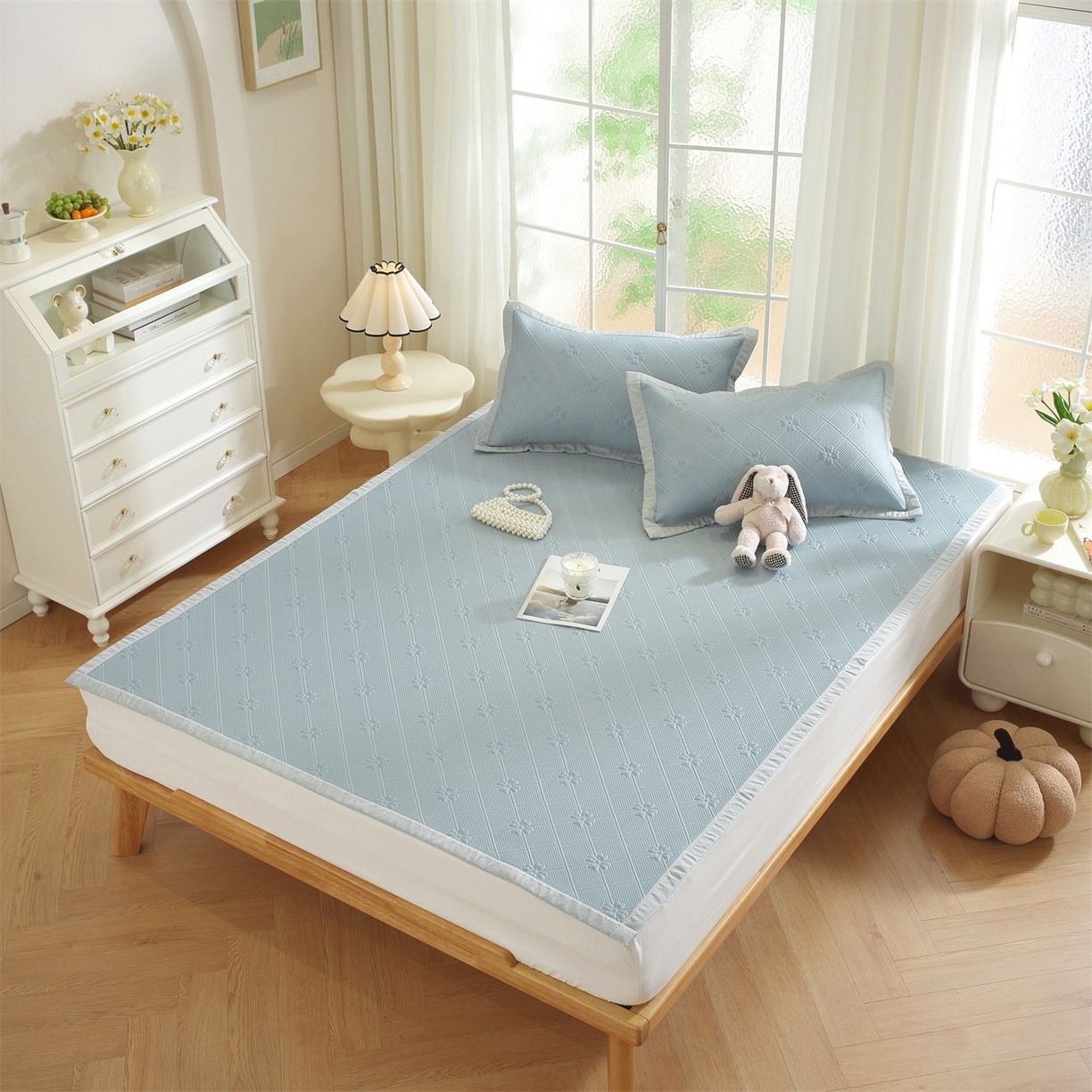 91家纺网 家纺一手货源 找家纺 （总）共鸣沙发垫 2025新款凉感四叶草平铺款凉席席子