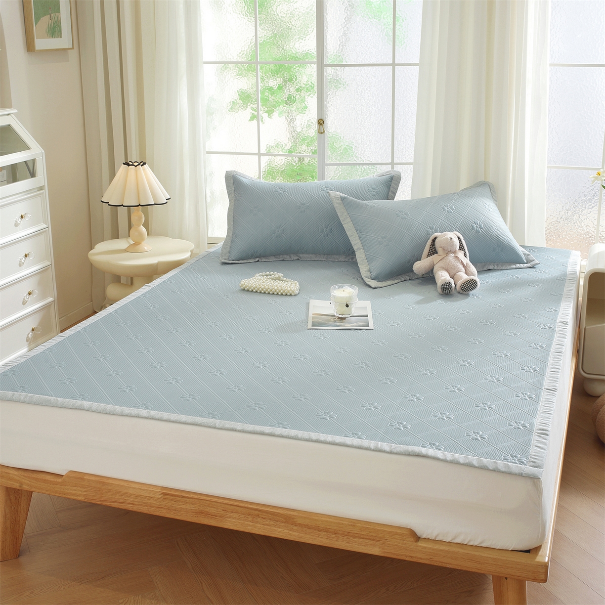 91家纺网 家纺一手货源 找家纺 （总）共鸣沙发垫 2025新款凉感四叶草平铺款凉席席子