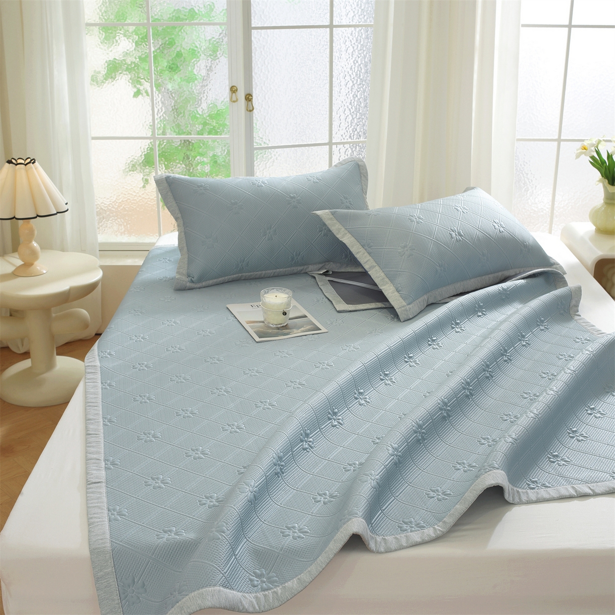 91家纺网 家纺一手货源 找家纺 （总）共鸣沙发垫 2025新款凉感四叶草平铺款凉席席子