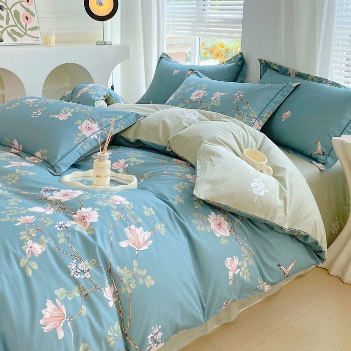 91家纺网 家纺一手货源 找家纺 星期三家纺 2025年7月新款铂金全棉纯棉13372四件套 遇见